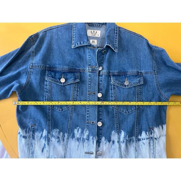 L.T.J. Letter to Juliet Dip Dye Pink Bow Cherries Denim Jean Jacket Size Small - Picture 8 of 8